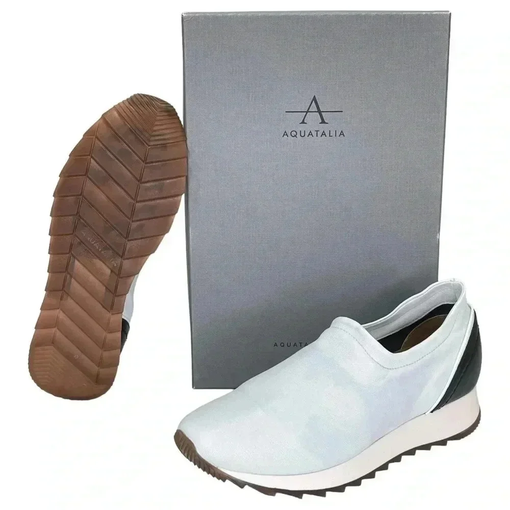 Aquatalia Daelyn Nappa Leather Slip On Hidden Heel Womens Sneakers Size 7.5M